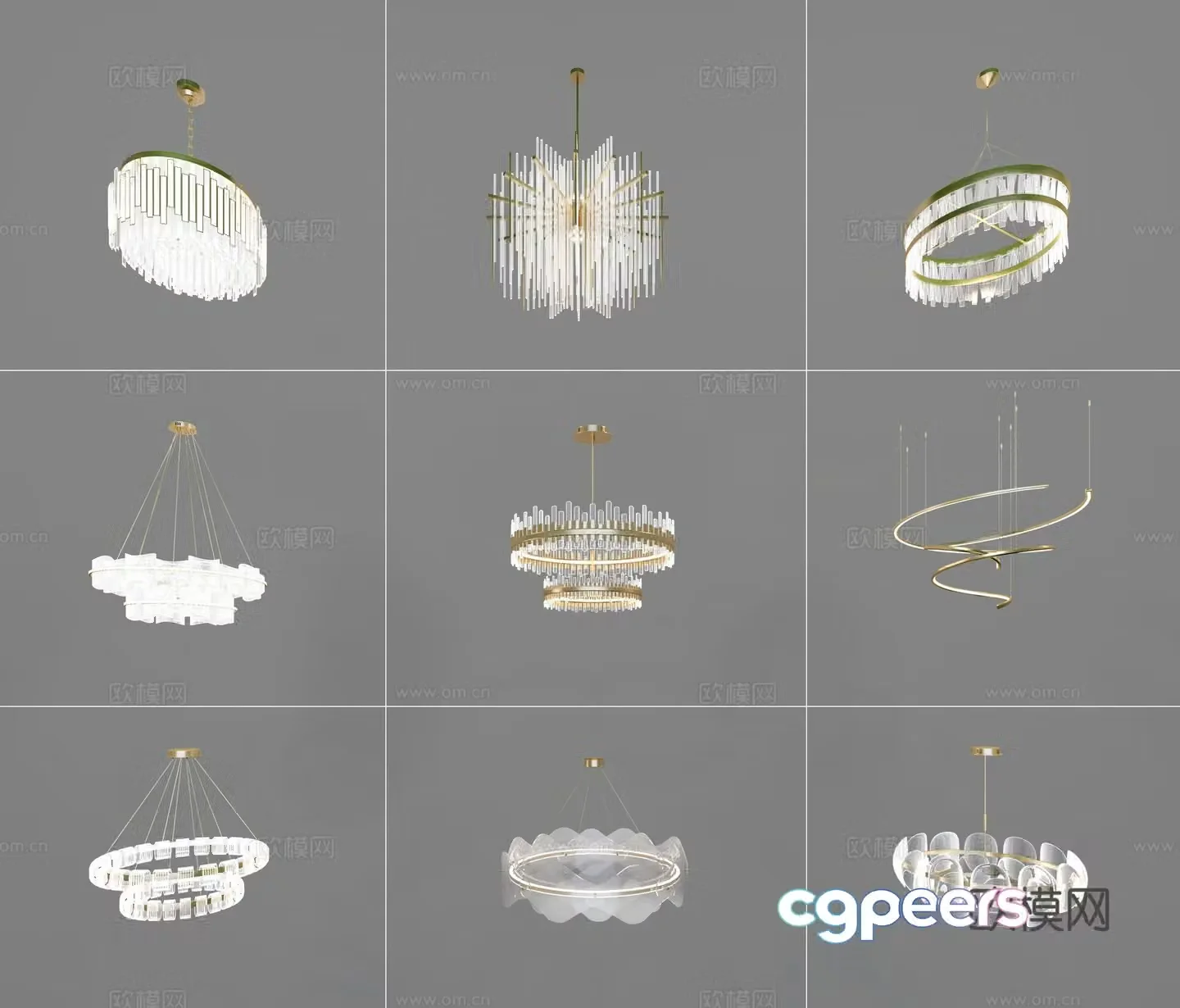 Modern crystal chandelier 3d model