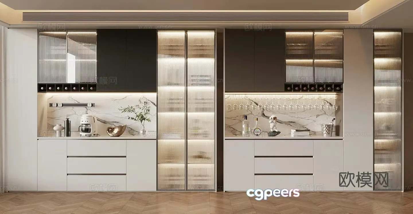 Modern minimalist wine cabinet glass wine cabinet shoe cabinet wine cabinet restaurant wine cabinet sideboard cabinet 3D model