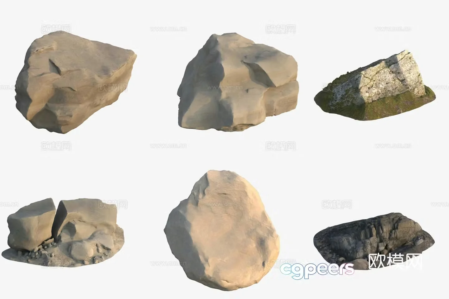 Big stone boulder rock 3d model