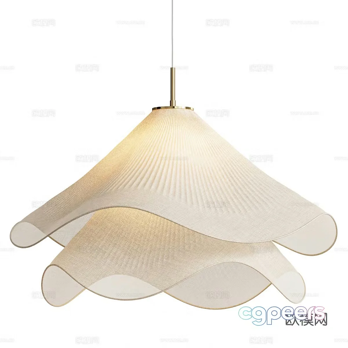 New Chinese style rattan decorative chandelier 3D model