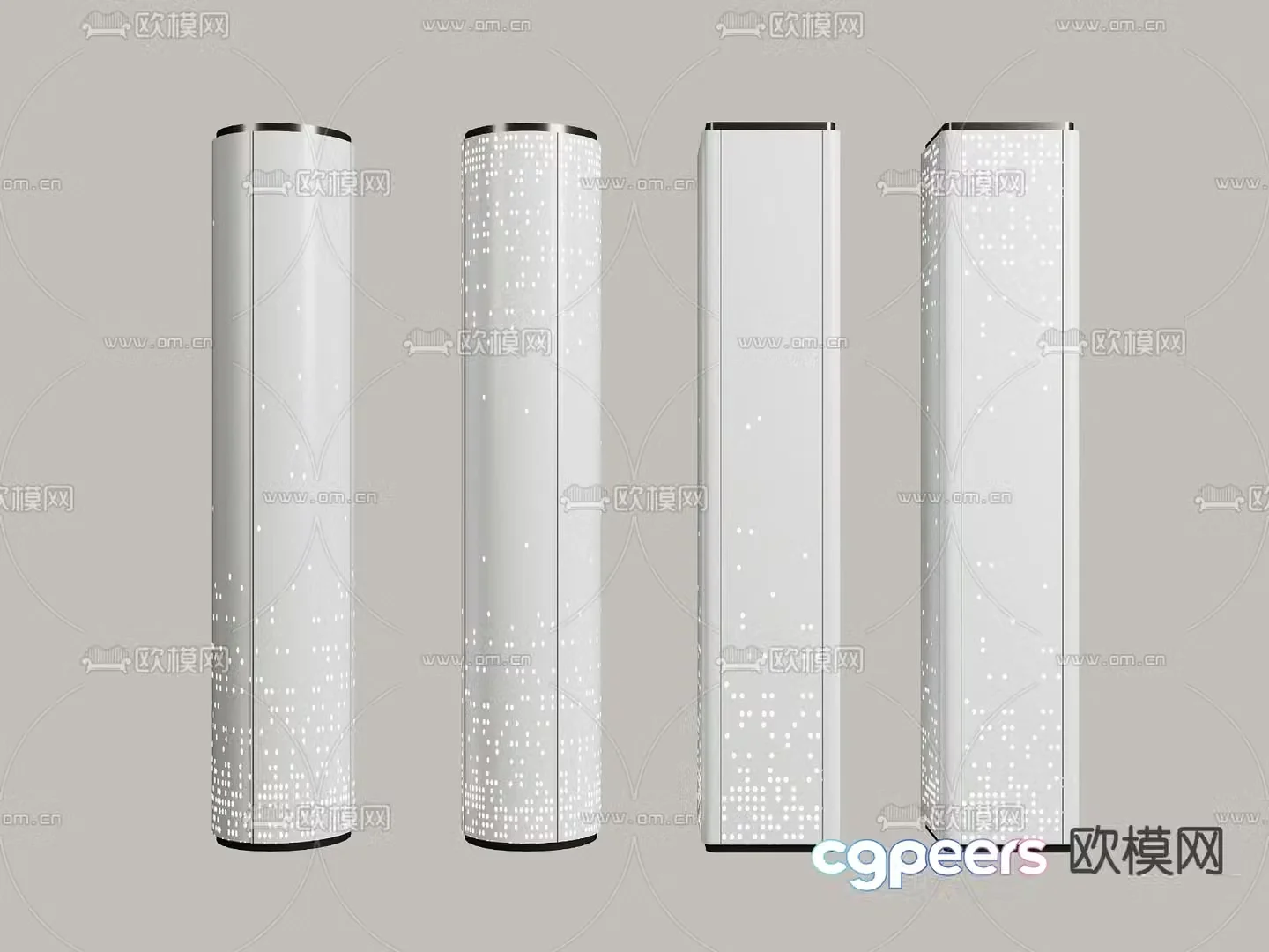 Luminous column Gradient perforated column Aluminum plate column 3D model