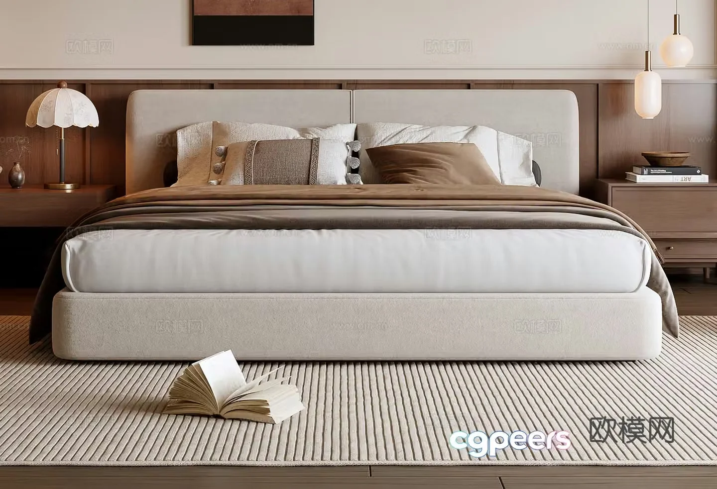 Medieval style double bed 3d model