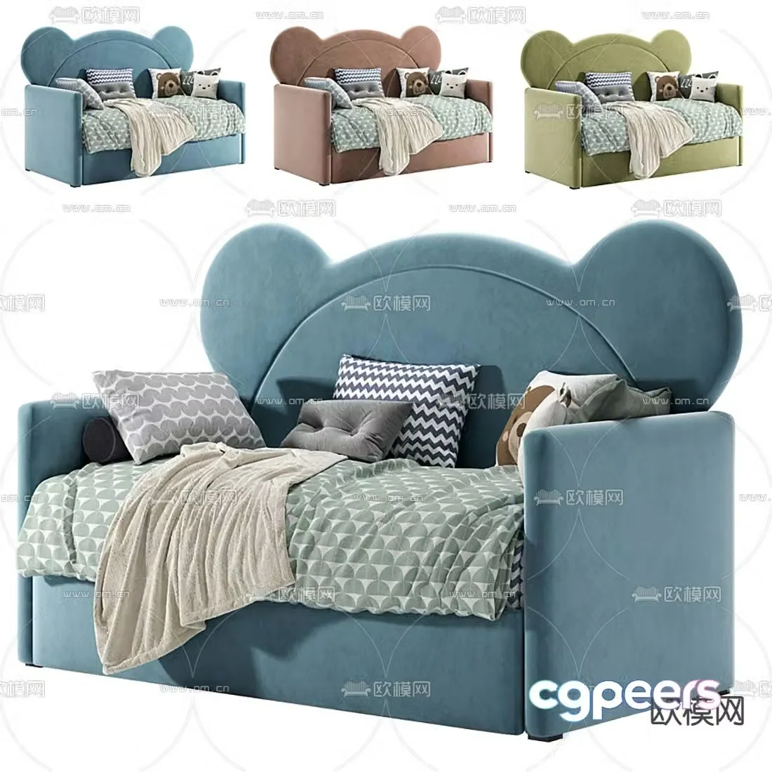 Modern fabric children’s sofa 3d model