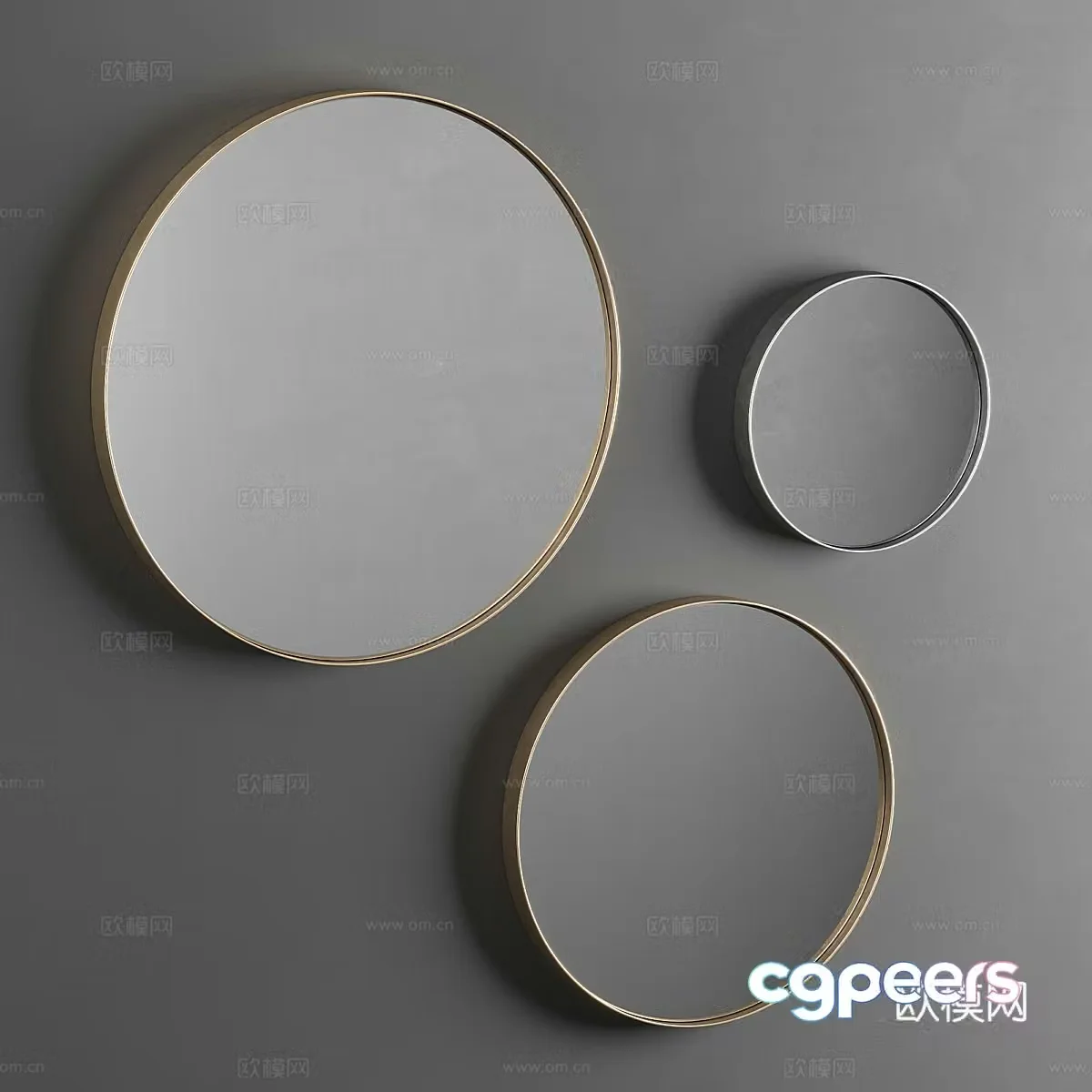 Modern light luxury round mirror 3D model