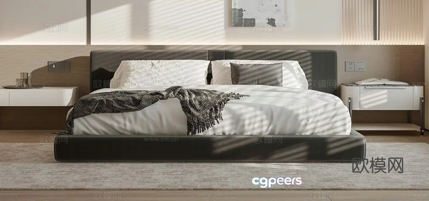 Modern double bed 3d model