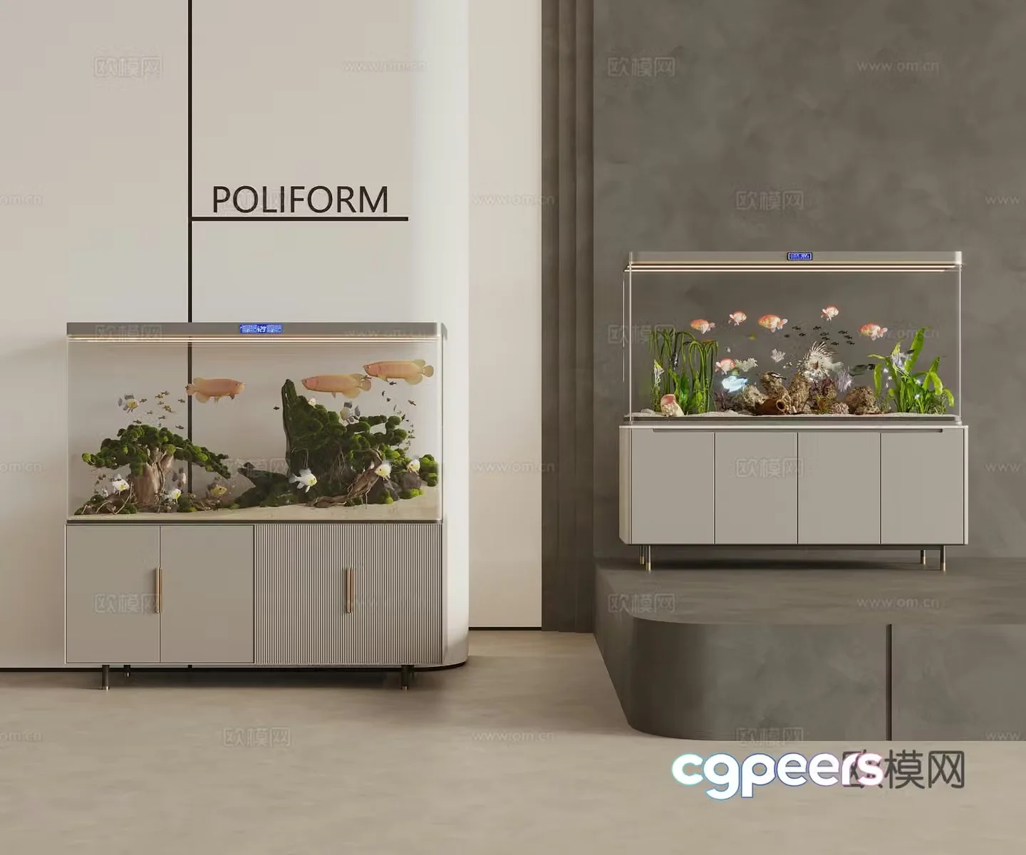 Modern fish tank aquarium fish tank cabinet 3d model