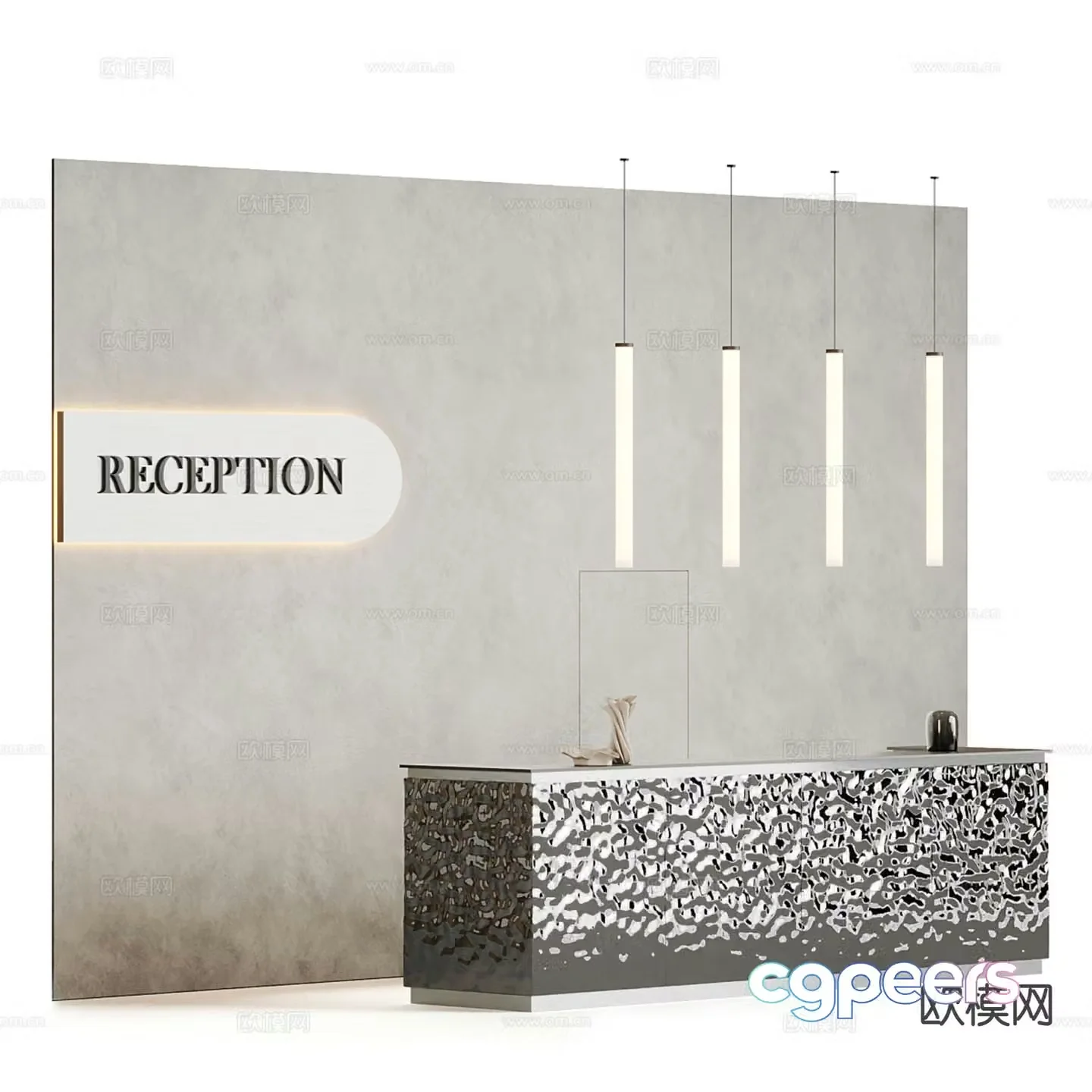 Modern front desk service desk reception desk 3d model