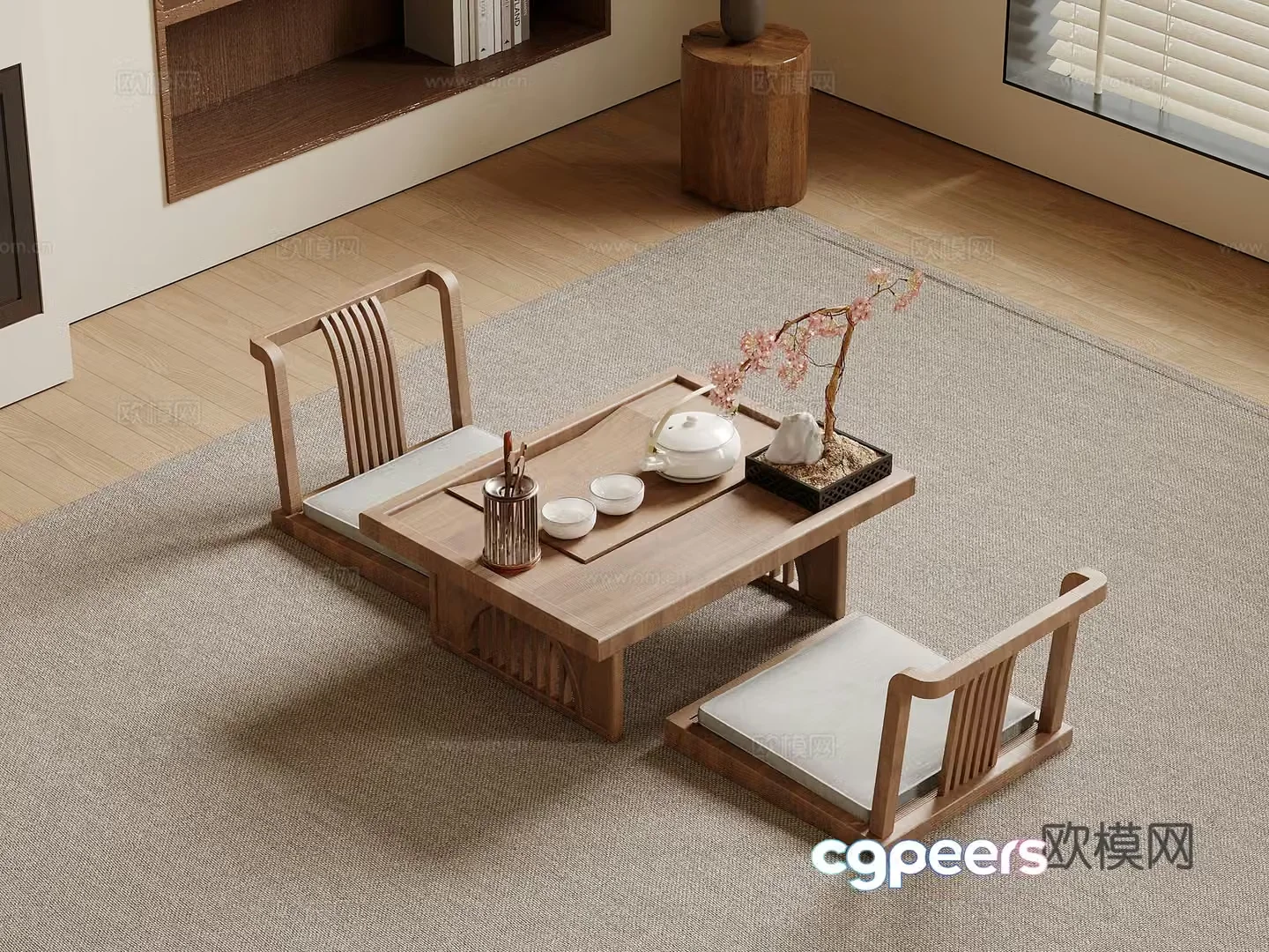 28 tea table and chairs new Chinese tea table and chairs Zen tea table and chairs tea set 3D model