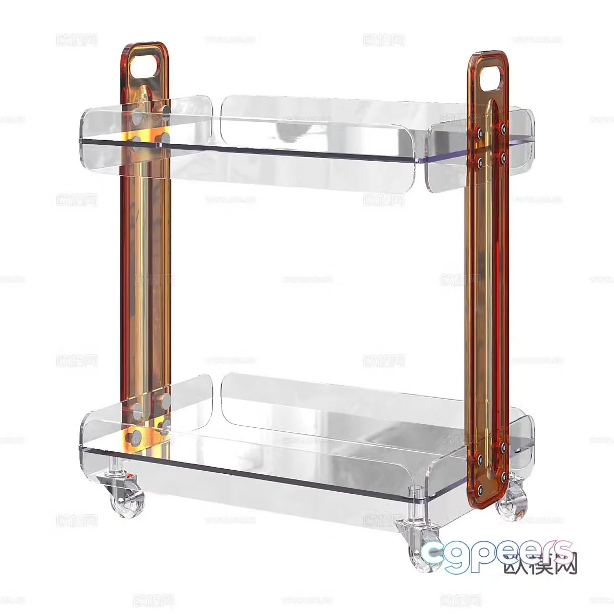Modern simple cart Wine cabinet cart Bar decoration cart 3d model