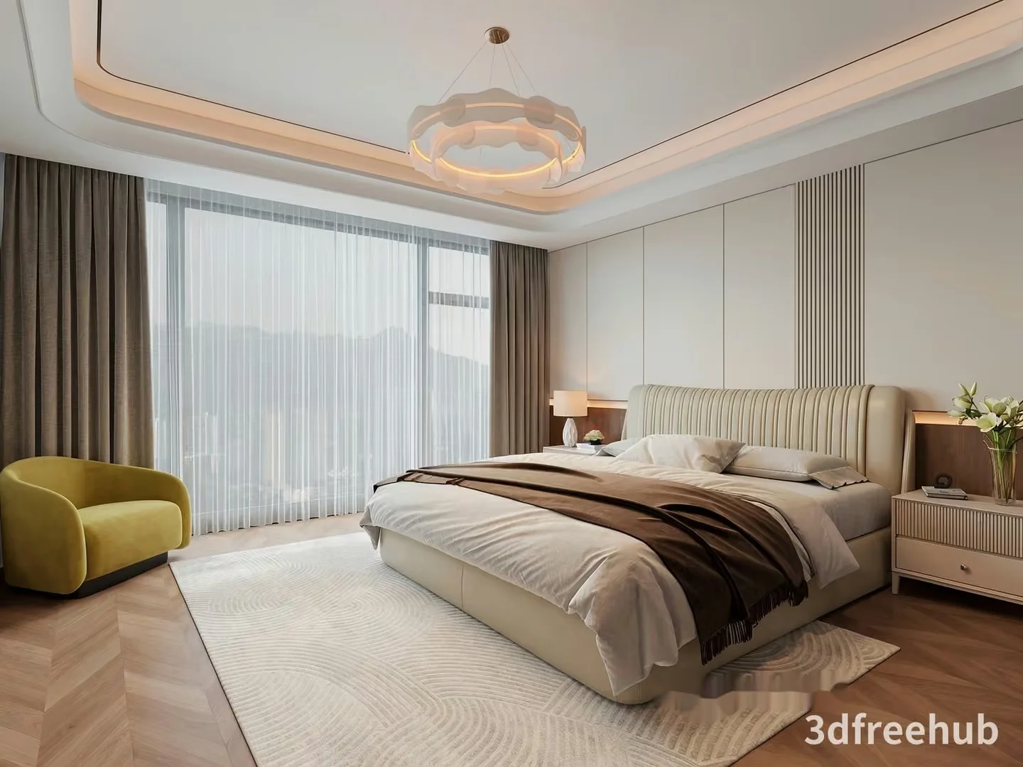 Cozy Modern Bedroom 3D Model – 20877 – VRAY Render