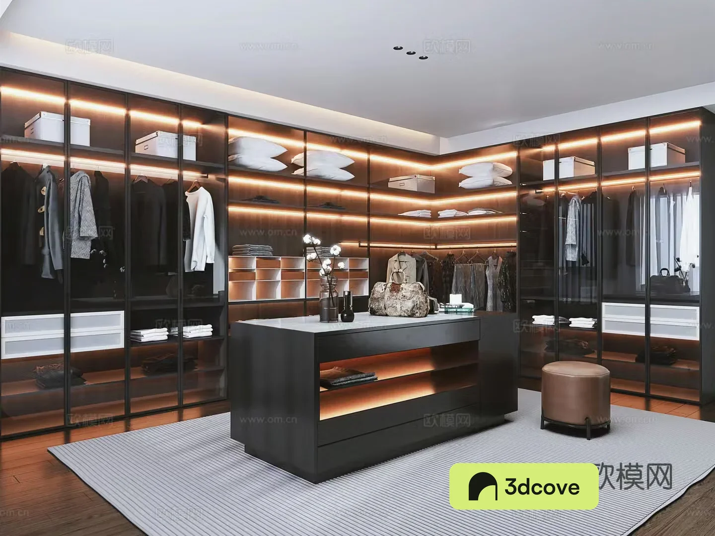 Italian light luxury cloakroom Island cloakroom L-shaped cloakroom Open cloakroom Clothes