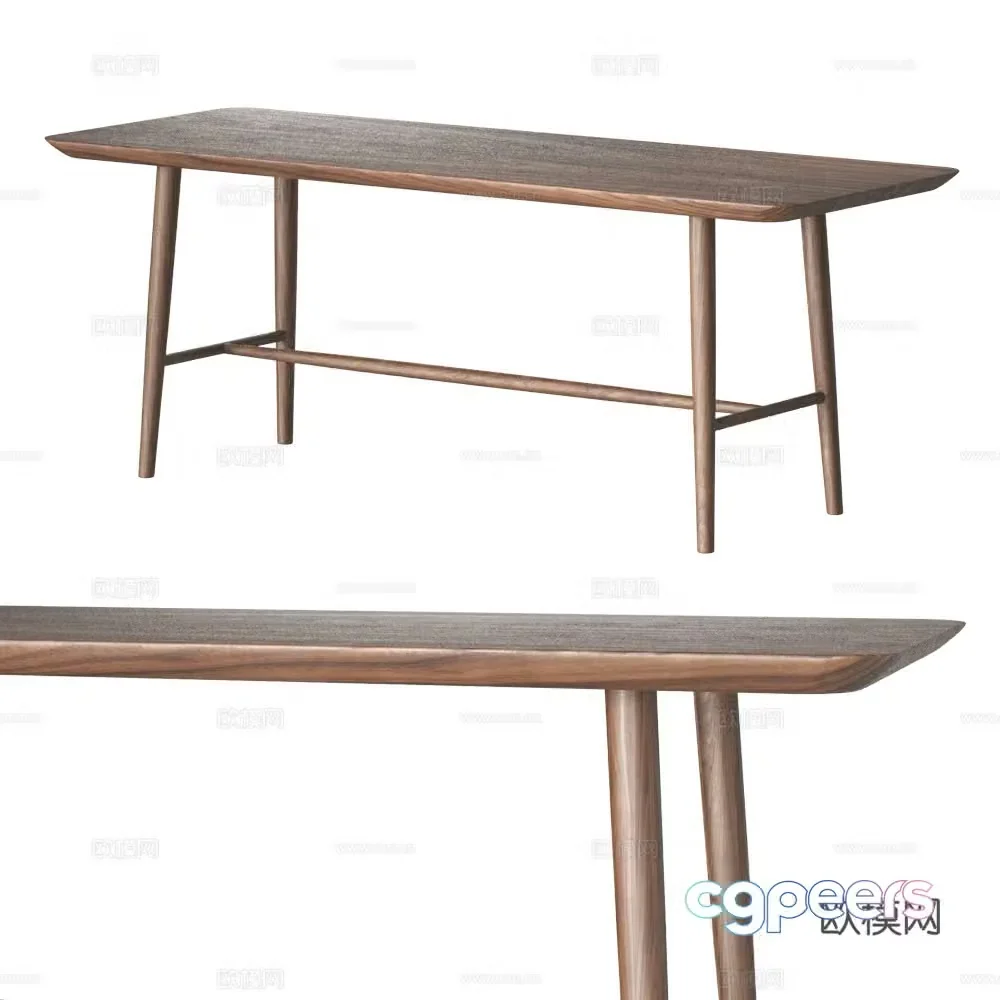 Solid wood table large table 3D model