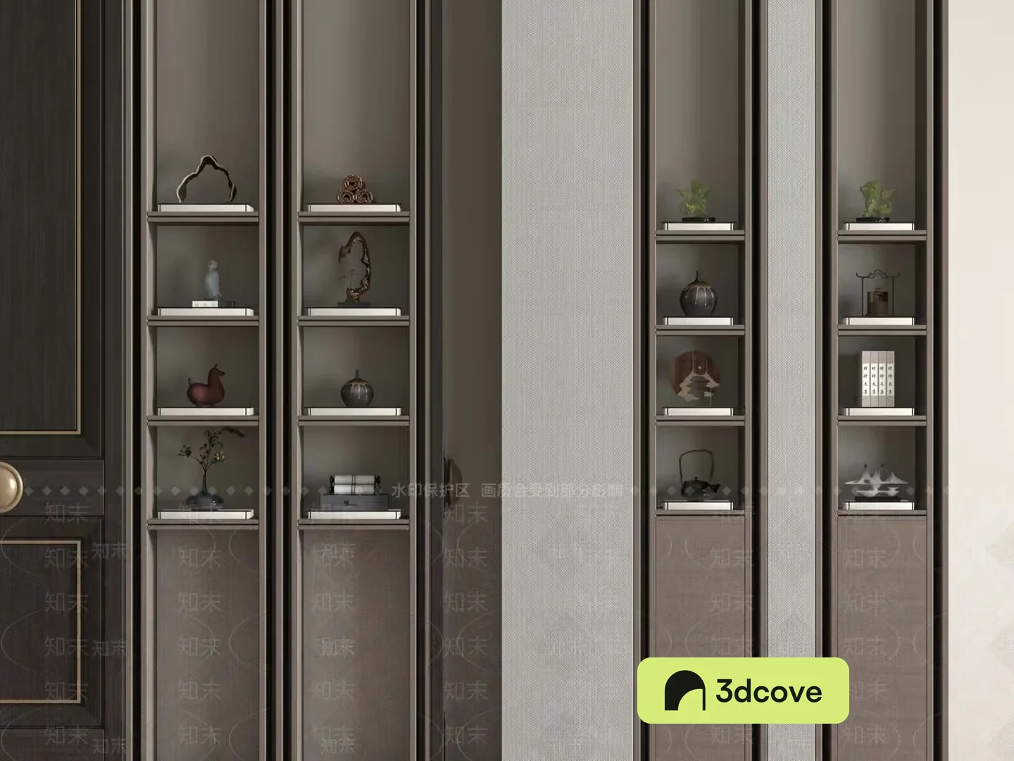 Modern Asian-Inspired Shelving Unit