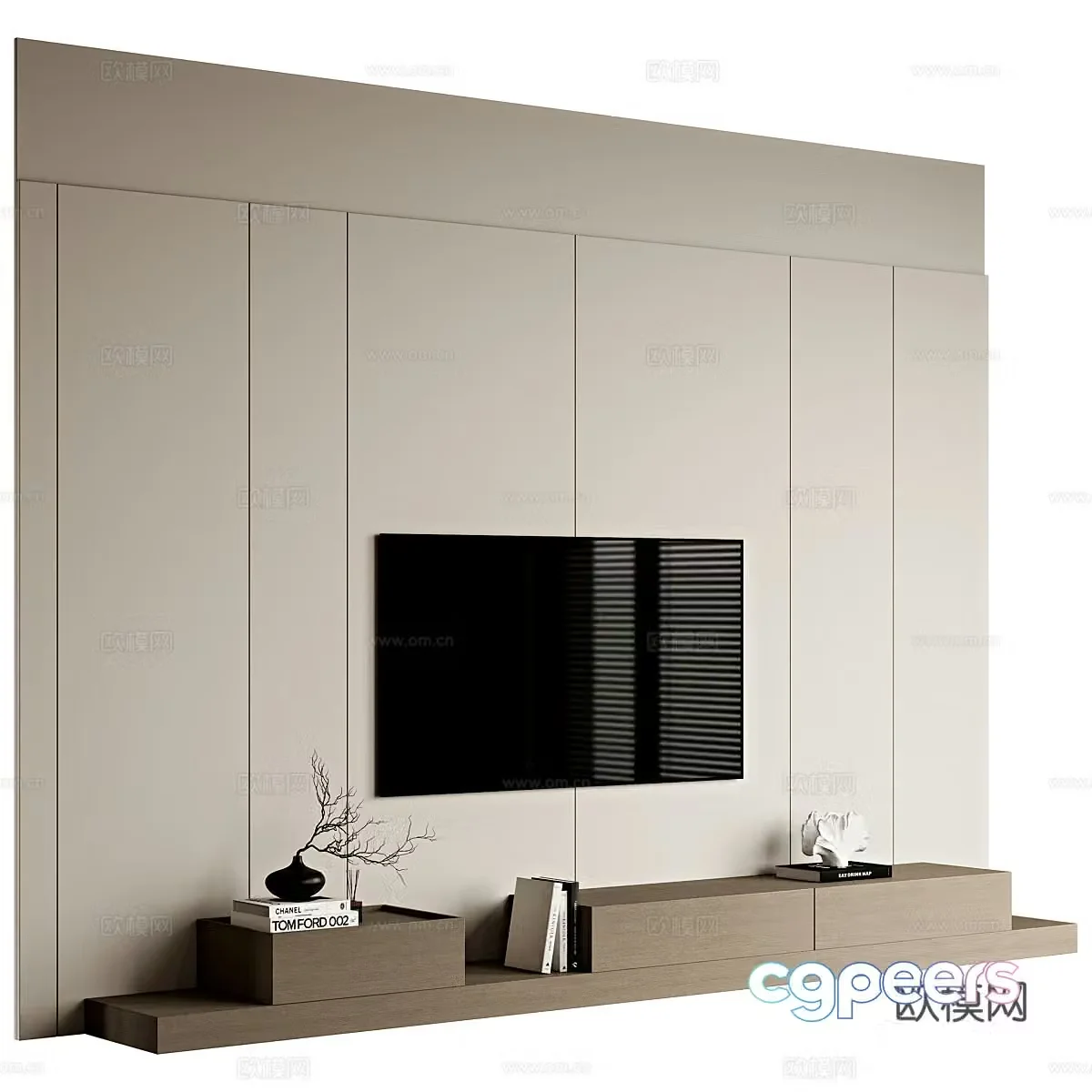 3d model of TV background wall