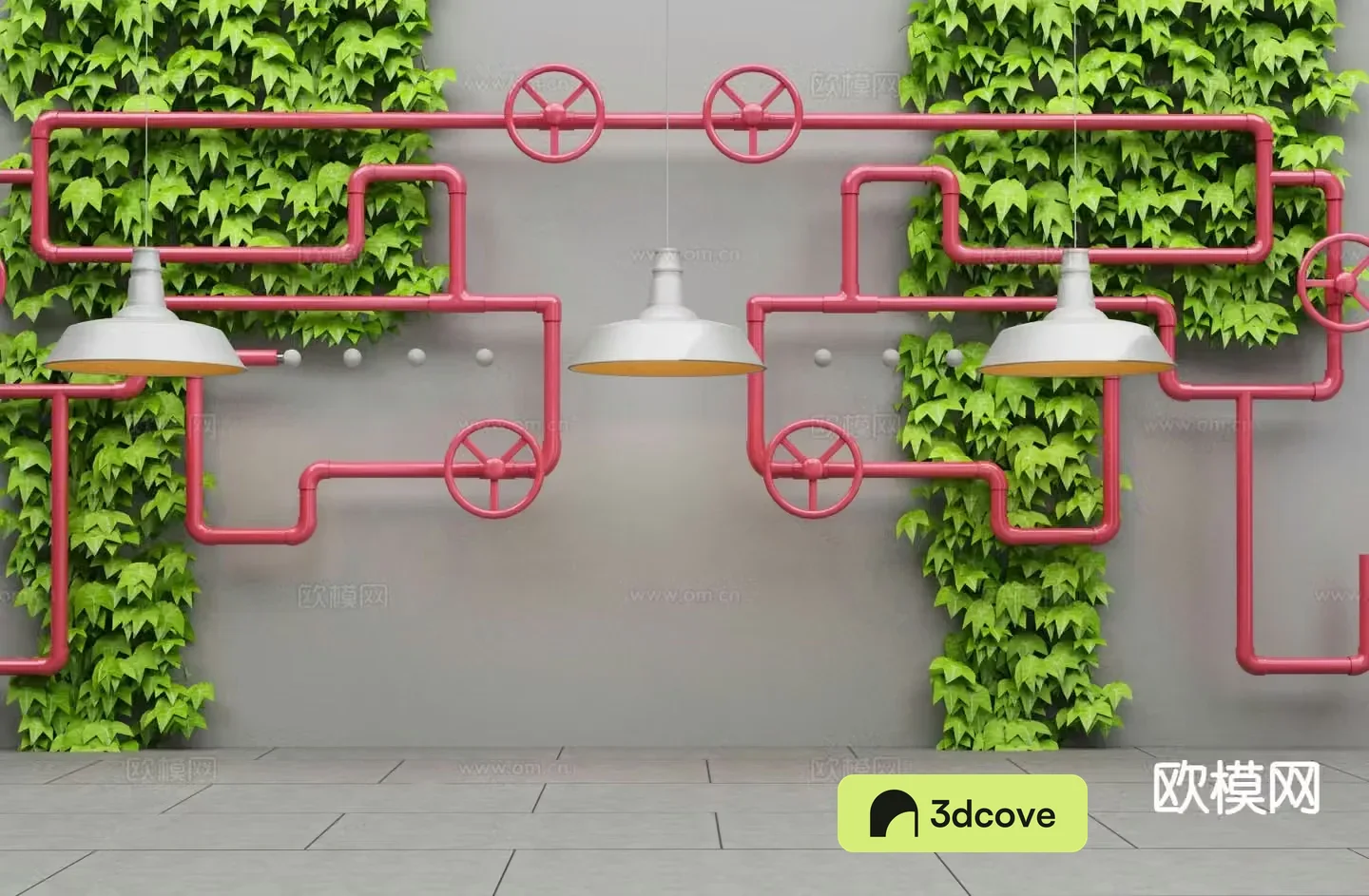 Loft style ornaments water pipe decoration plant wall