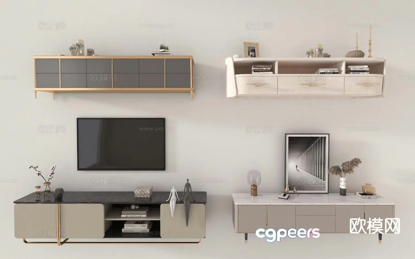 Light luxury TV cabinet base cabinet 3D model