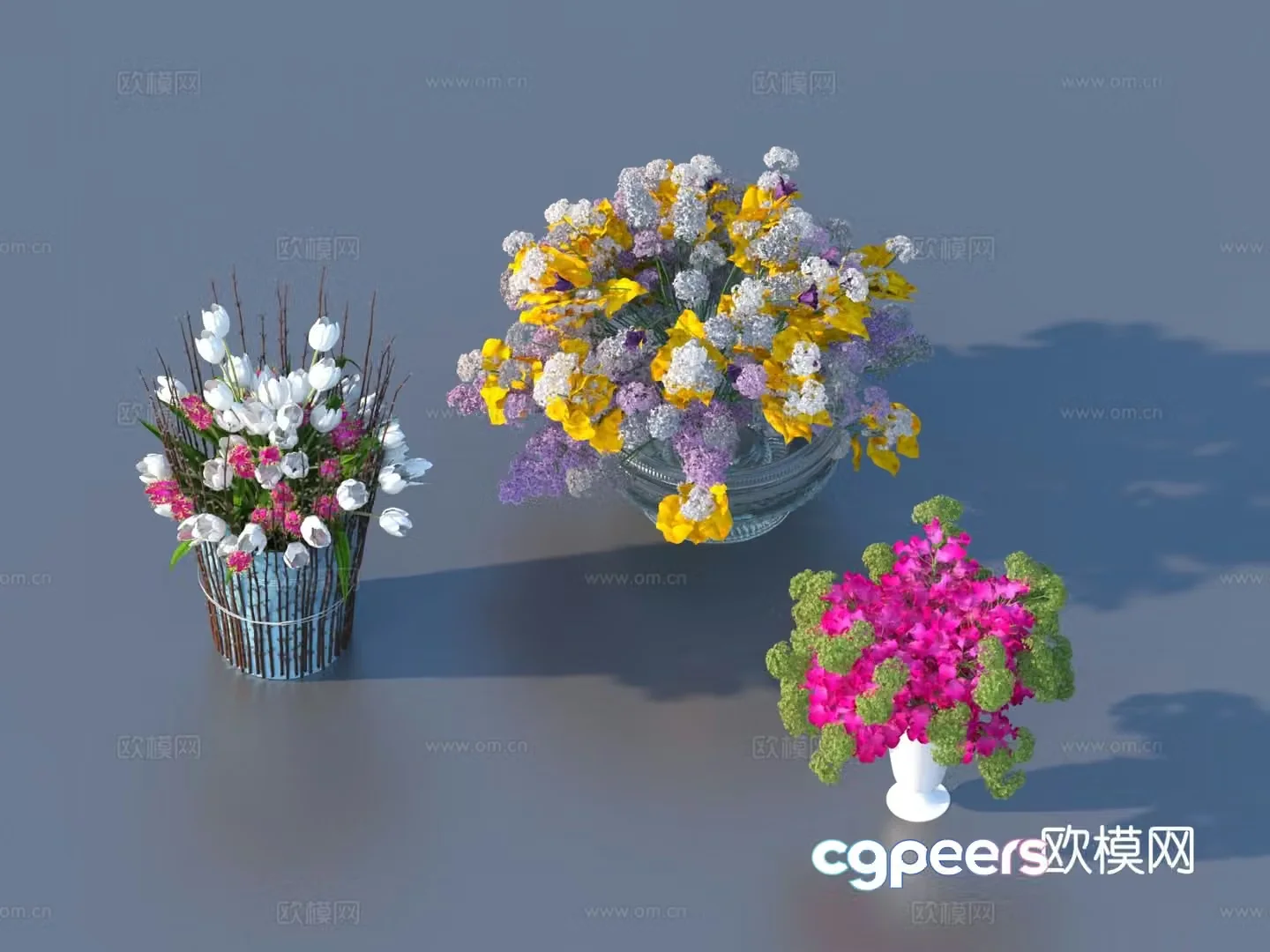 Flowers flower ornaments flower pots potted plants green plants plant 3d model