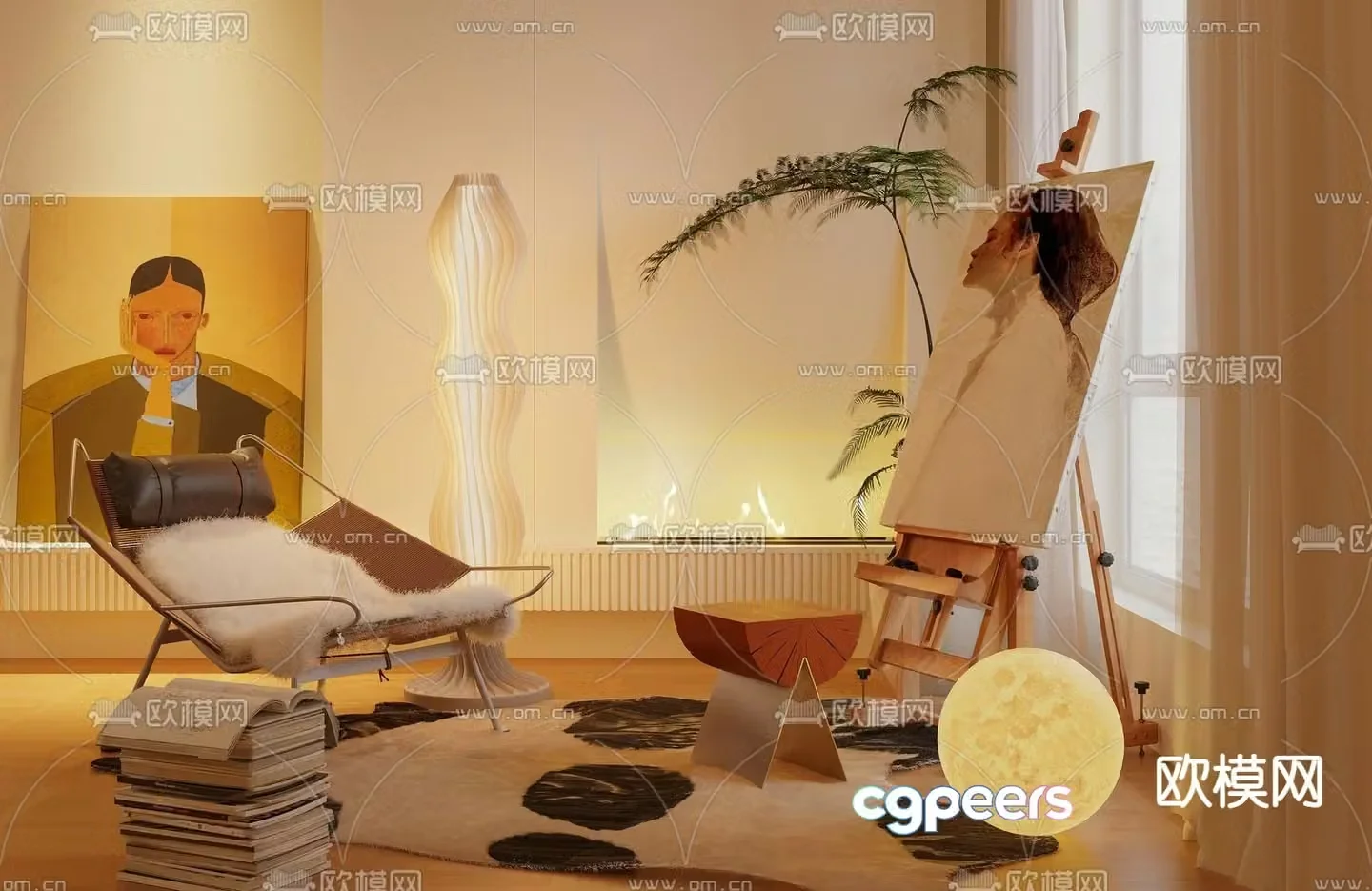 Modern leisure chair lounge chair easel 3d model