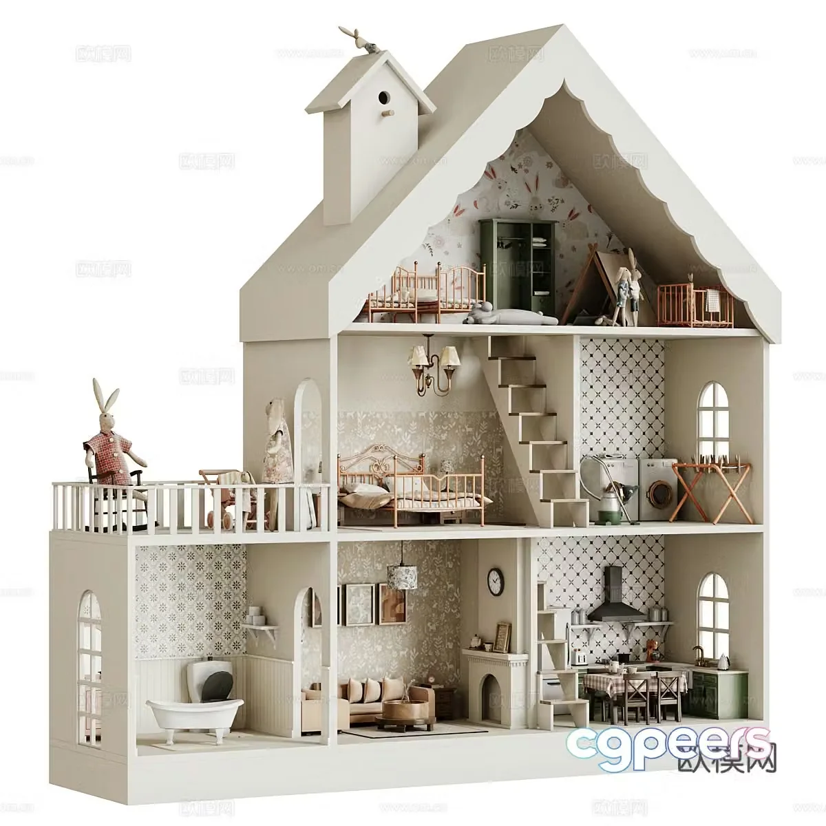 Toy House Building Block 3D Model