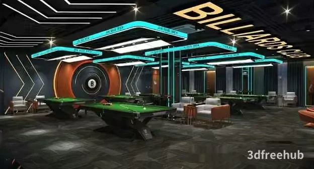 Modern Billiards Room 3D Model – 20201 – VRAY Render