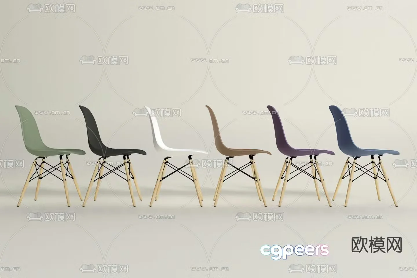 Nordic chair dining chair negotiation chair 3d model