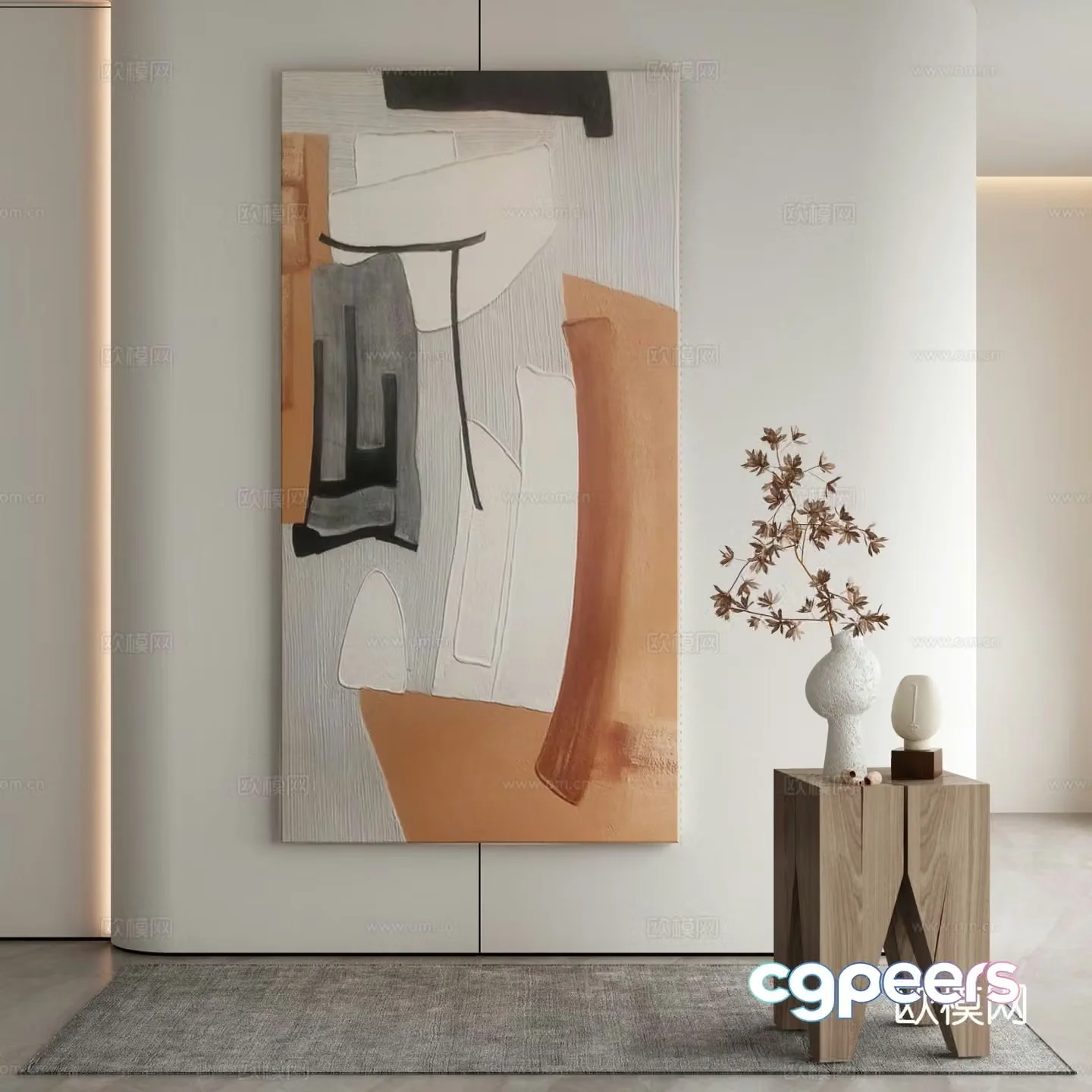 Modern abstract painting decorative painting 3d model