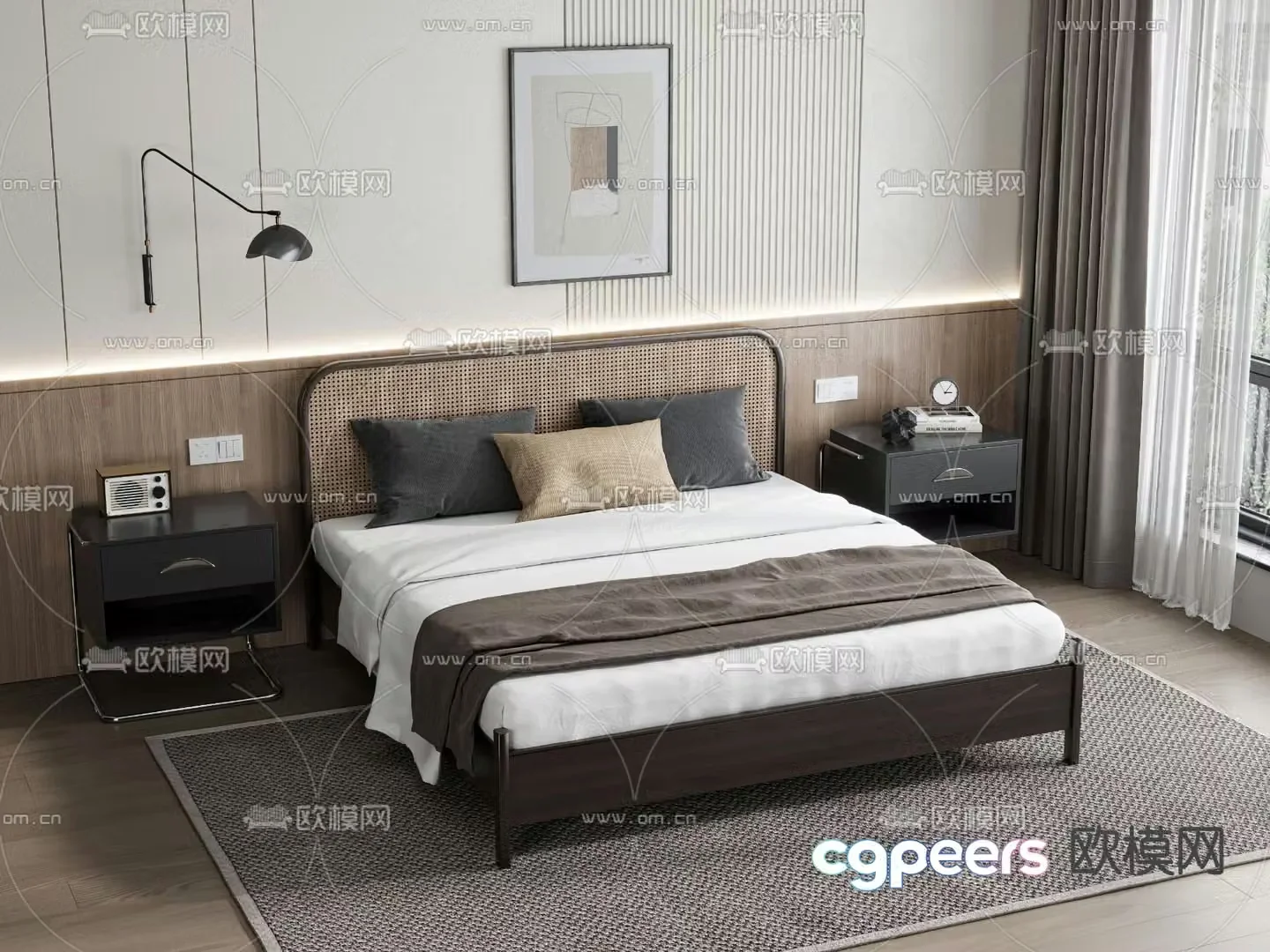 Modern double bed 3d model