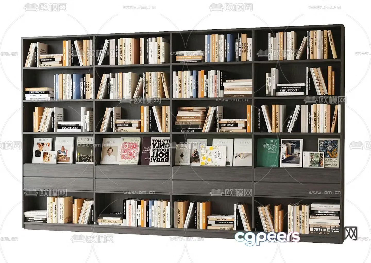 Modern bookcase display cabinet 3d model