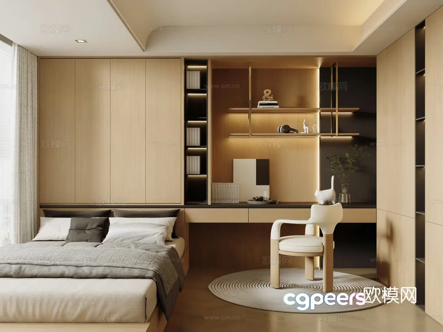 Modern tatami bedroom premium gray bedroom second bedroom 3d model