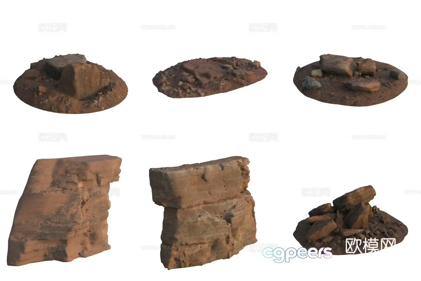 Quarry stone wall cliff huge stone pile 3d model
