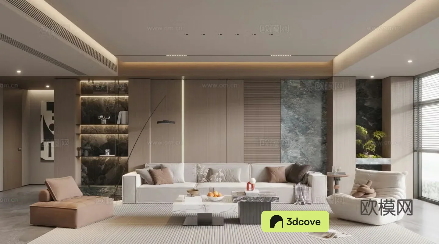 Modern home living room 3d model design