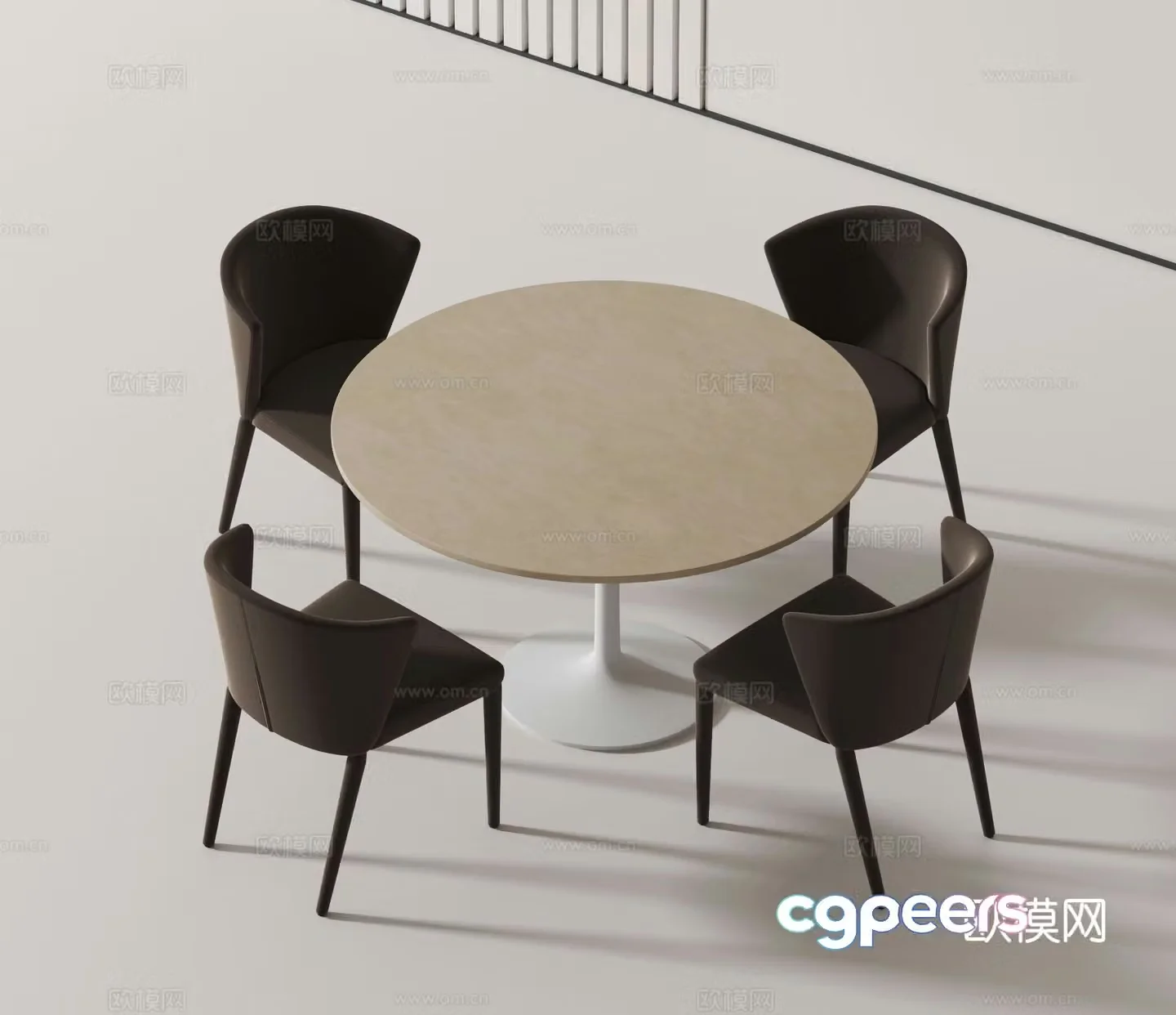 Modern dining table and chairs 3d model