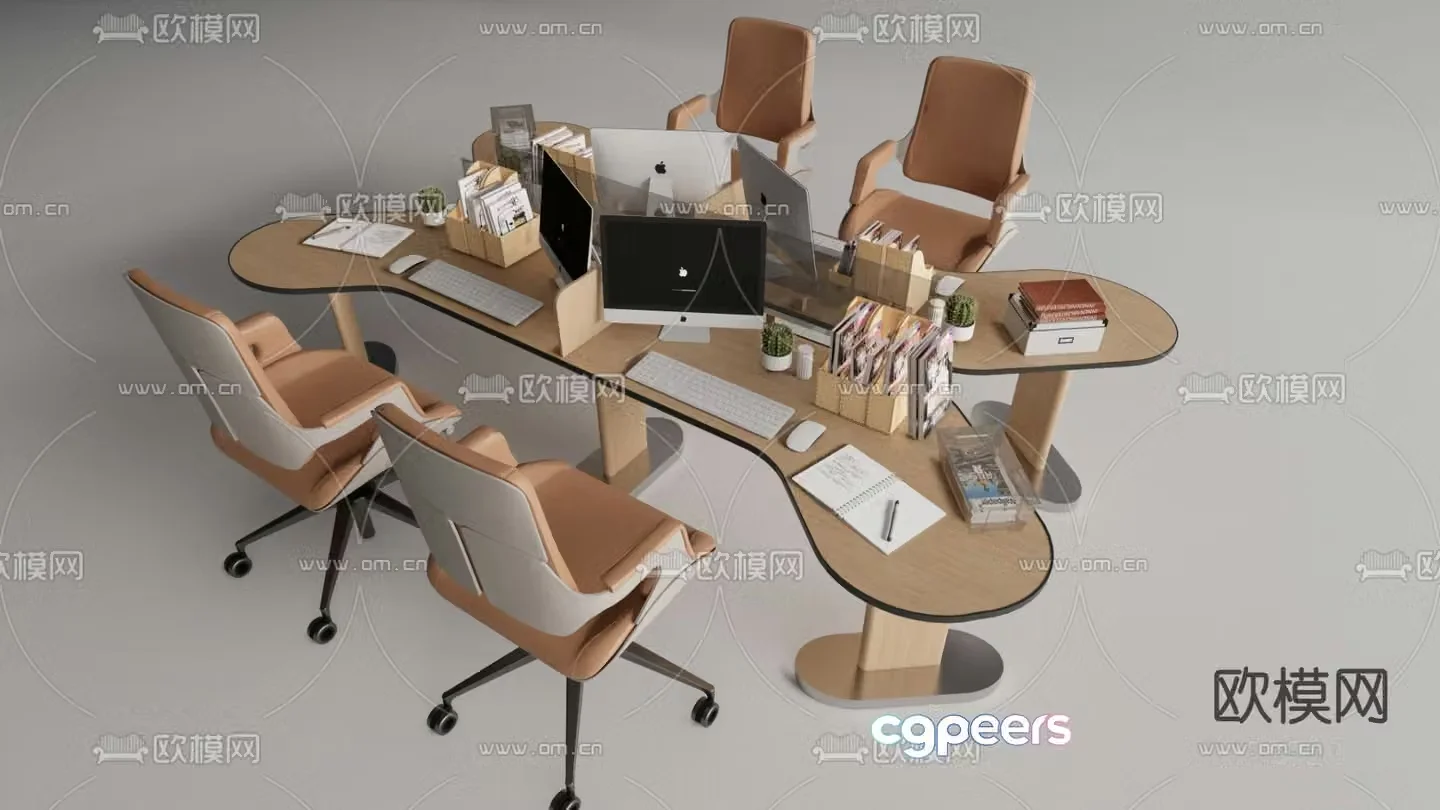 Card space desk work station post 3d model
