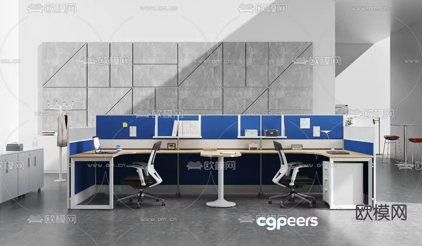Office desk and chair workstation desk 3D model