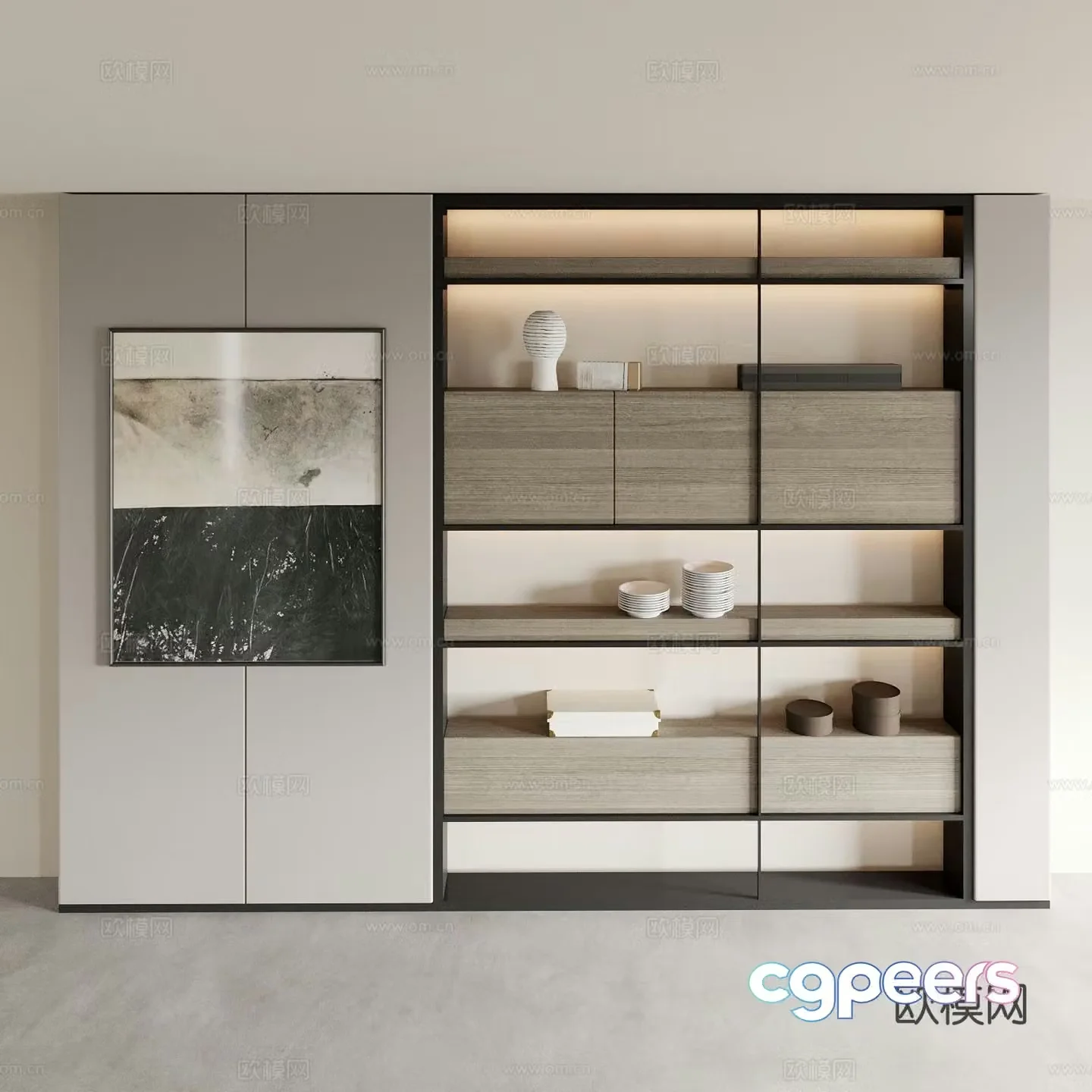 Modern bookshelf locker 3d model