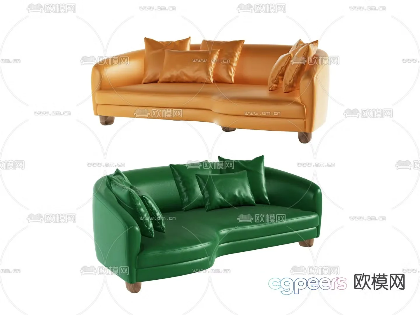 Leather sofa curved sofa 3d model