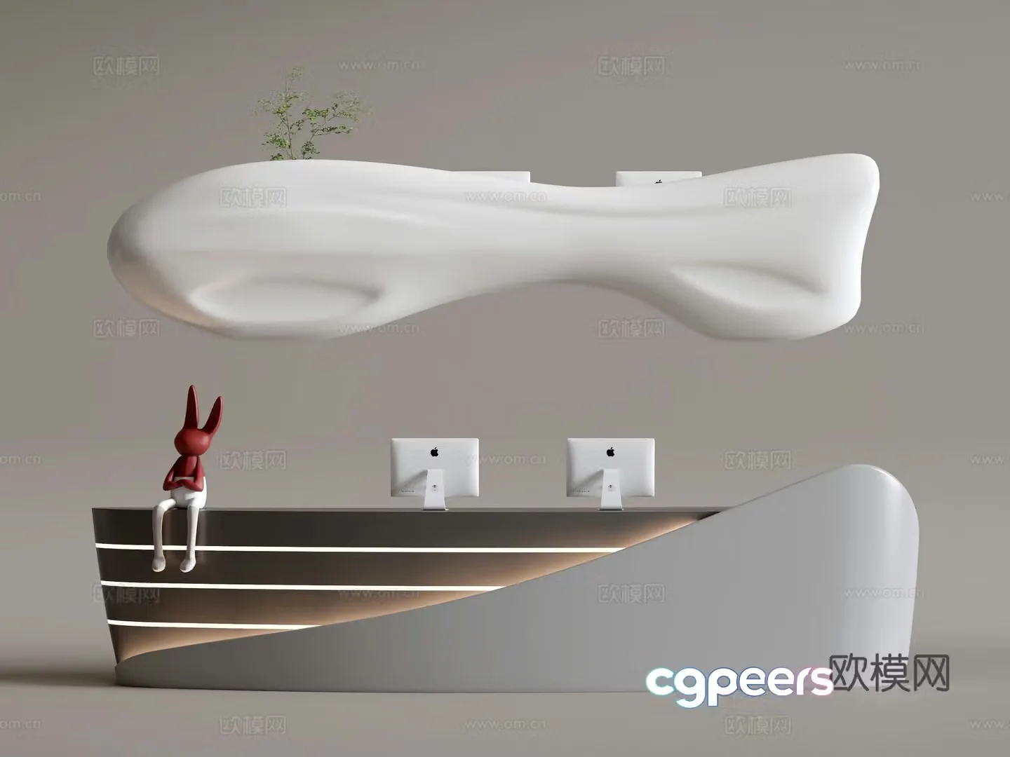 Modern company front desk reception desk service desk 3d model