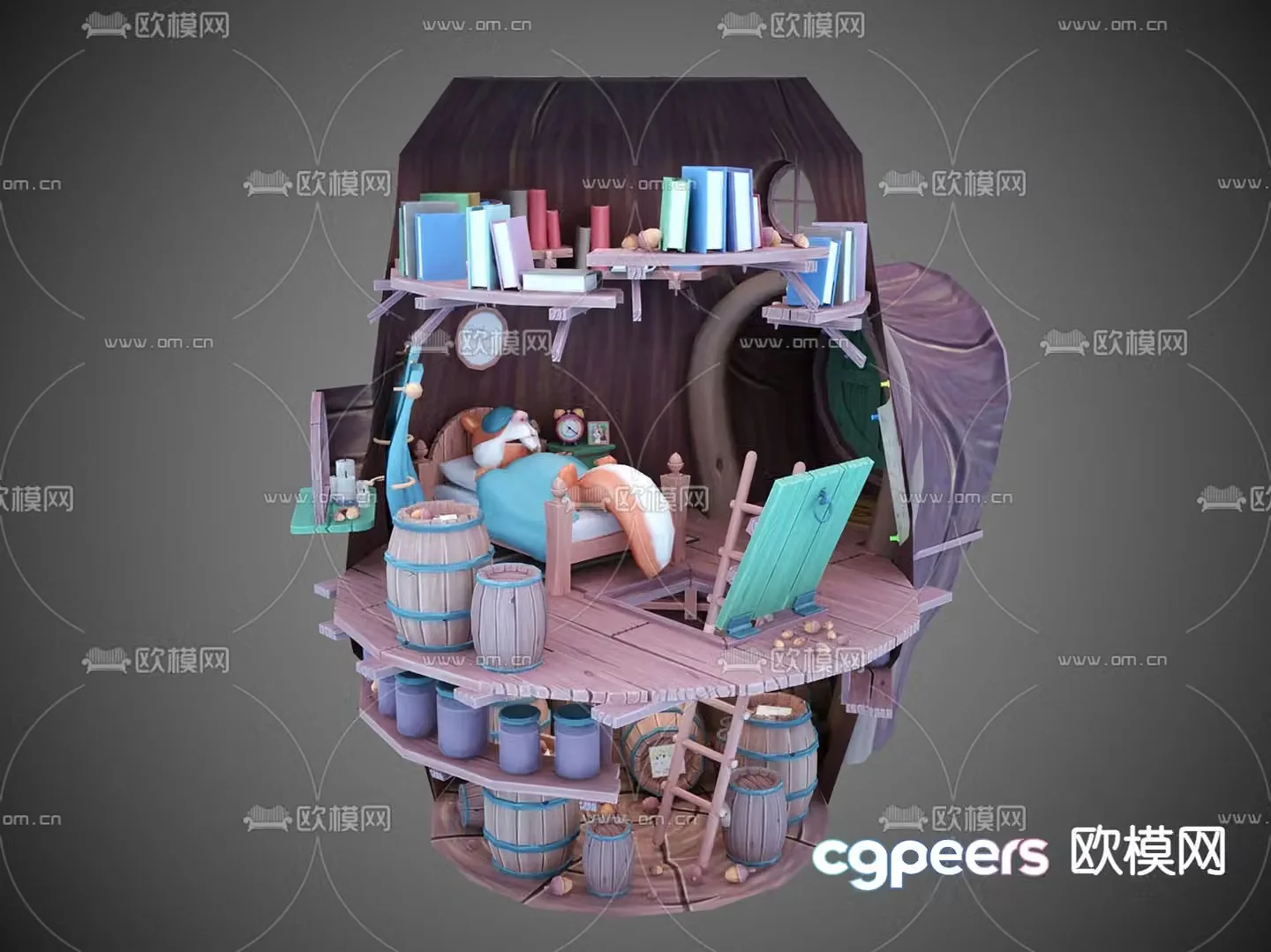 Cartoon pet home 3d model