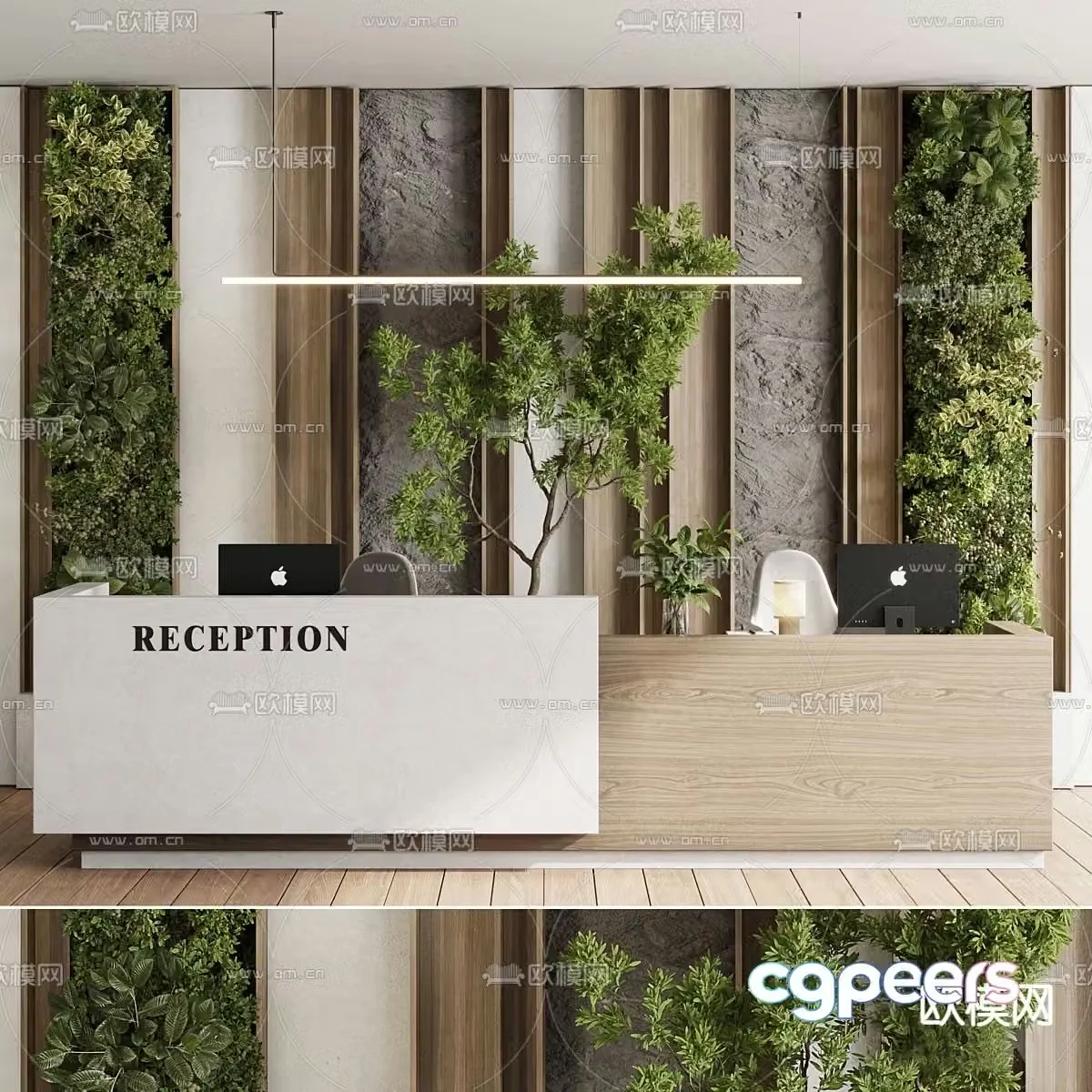 reception desk front desk 3d model
