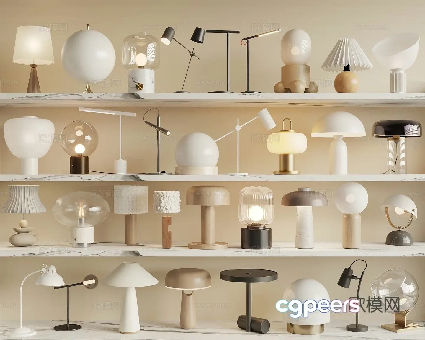 Modern desk lamp cream wind table lamp 3d model