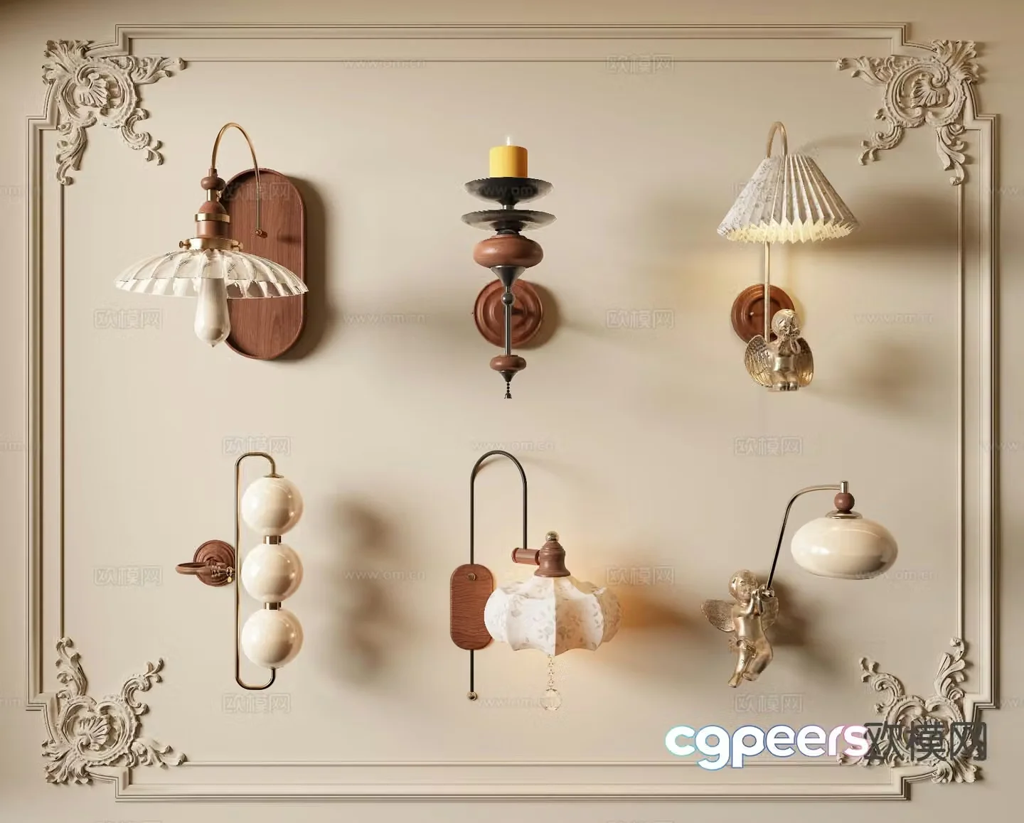 Medieval style wall lamp 3d model
