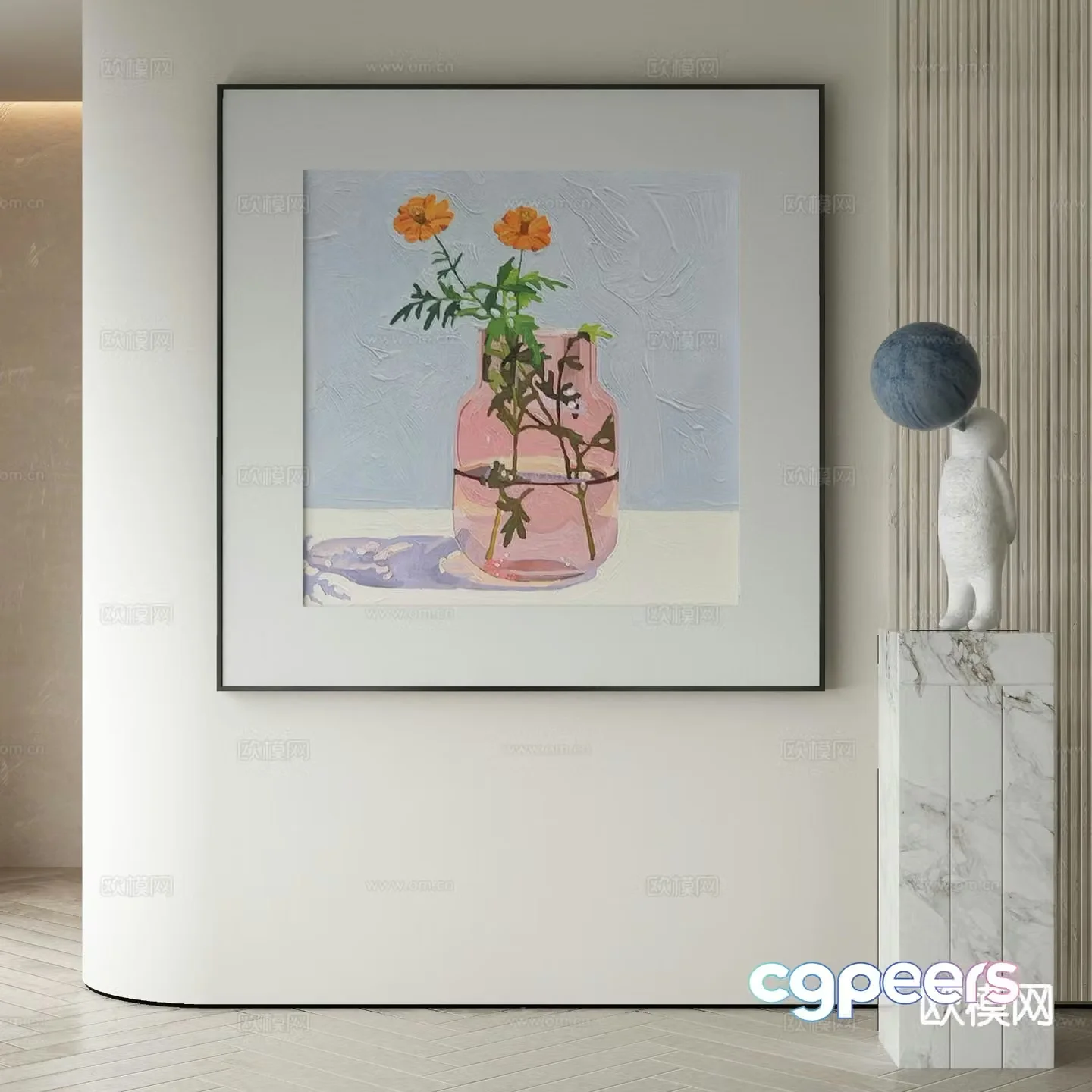 Modern oil painting flower painting decorative painting 3d model