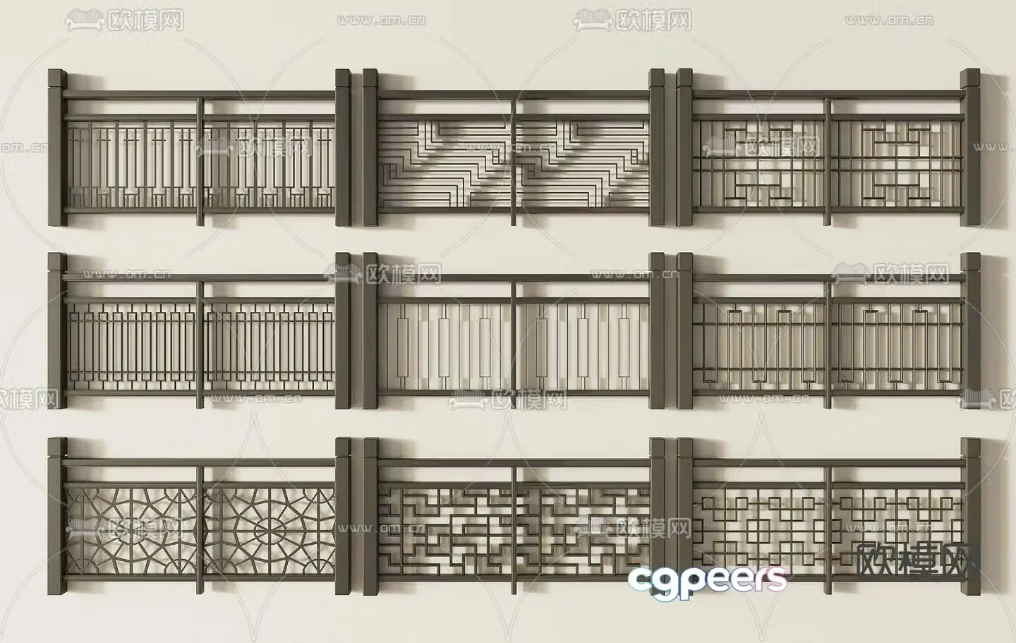 New Chinese railing Guardrail 3D model
