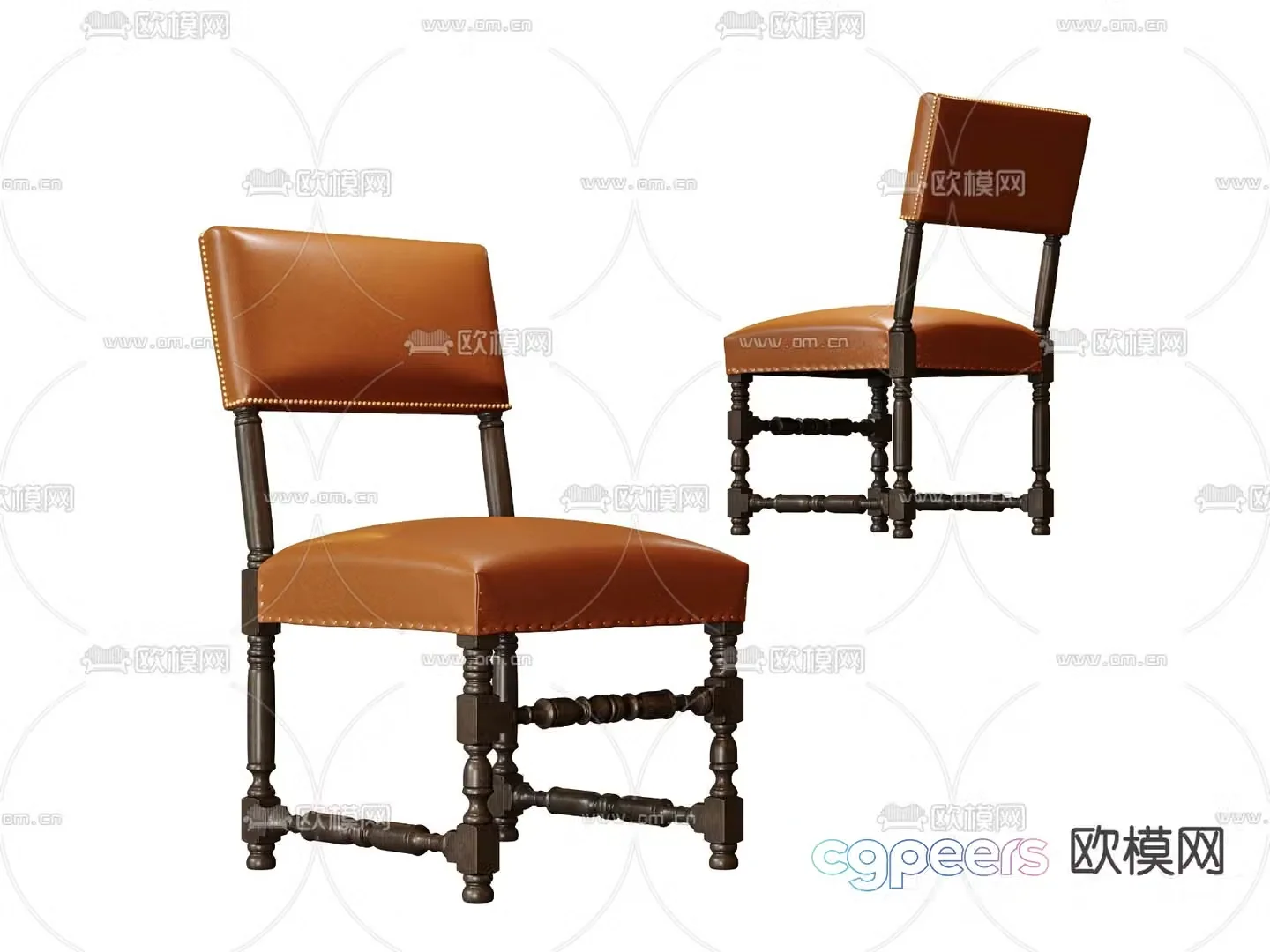 Medieval style chair dining chair 3d model