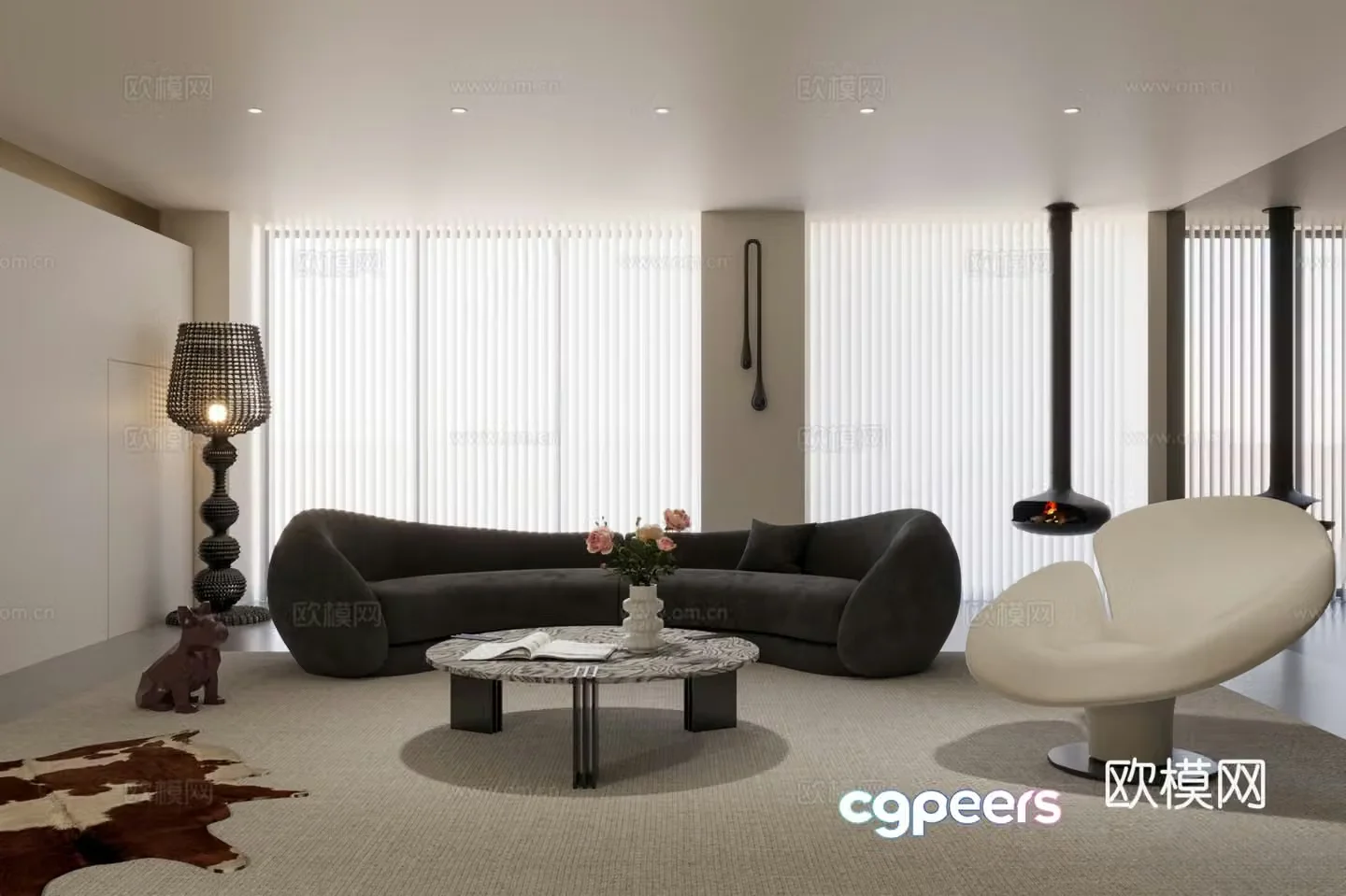 Italian minimalist living room 3D model