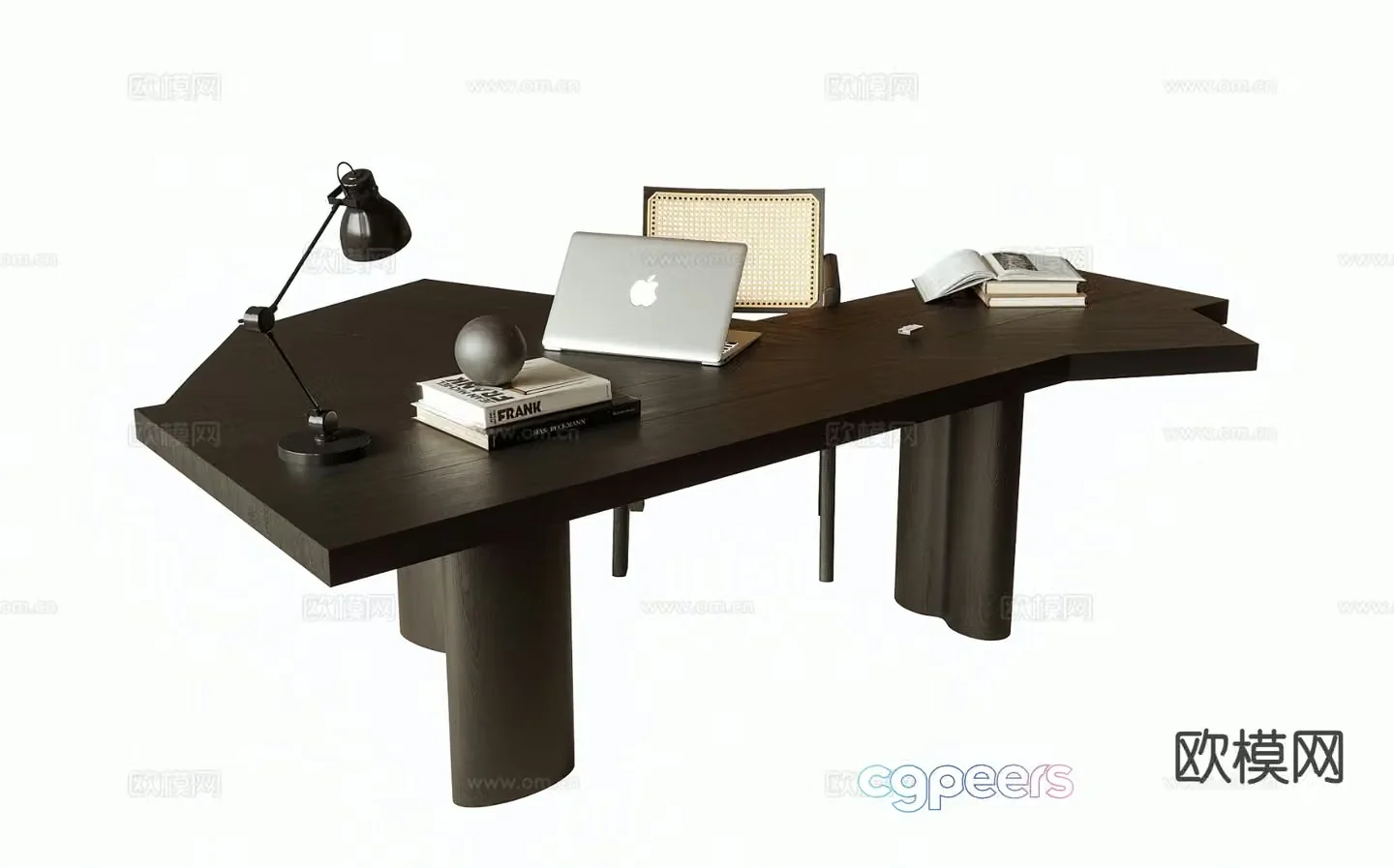Medieval style desk computer desk 3d model