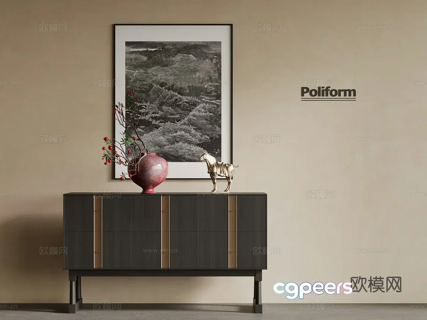 Modern entrance cabinet end view cabinet 3D model