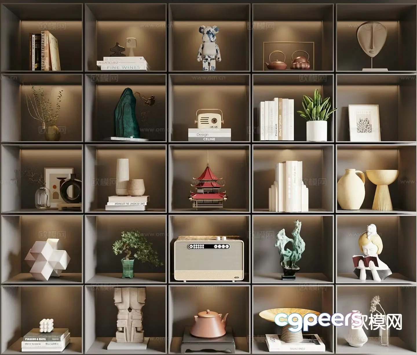 New Chinese style ornaments vase books 3d model