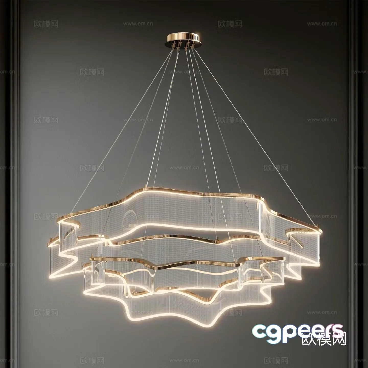Italian light luxury chandelier 3D model