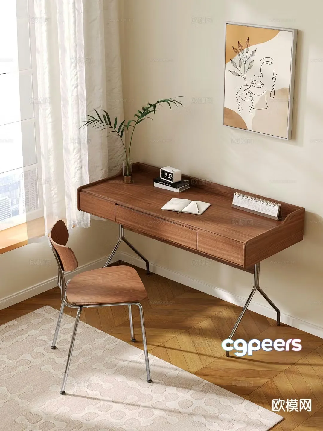 Medieval style desk desk 3d model